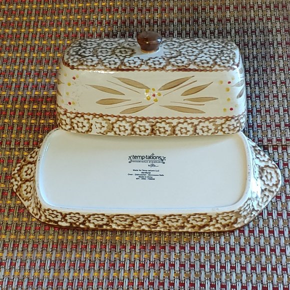 Temp-tations By Tara Ovenware Old World Brown 7-Piece Accessory Hand Painted - Picture 4 of 14